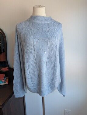 Elegant Blue Knit Sweater Wool/Mohair Blend